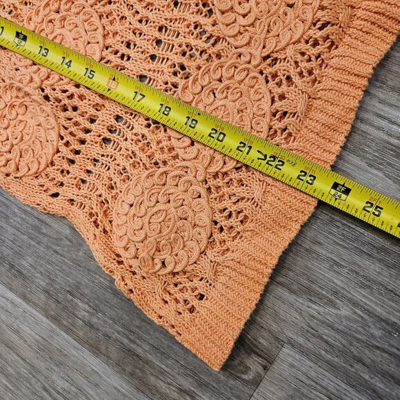 Vtg Christopher & Banks Crochet Sweater Womens M Orange Bohemian Cottage Beach - Picture 8 of 9